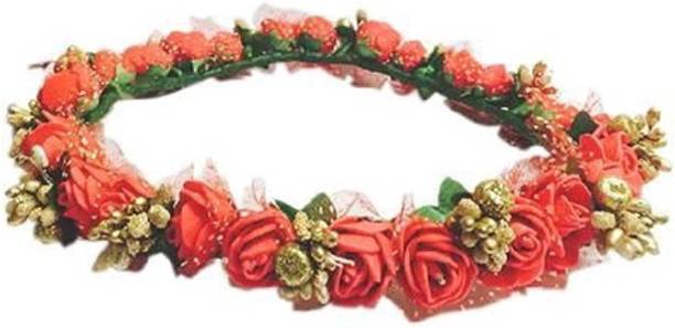 SHREE BALAJI Flower Pearl Gracious Tiara/Crown Head Band (White) Head Band