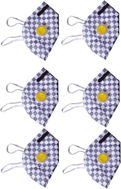 Shop & Shoppee KN95 with Silicon Filter Anti Infection Anti-Pollution Breathable Respiratory Checkered Designer Face Mask(6 Pcs) SnSMKN95GCK6 Reusable, Washable