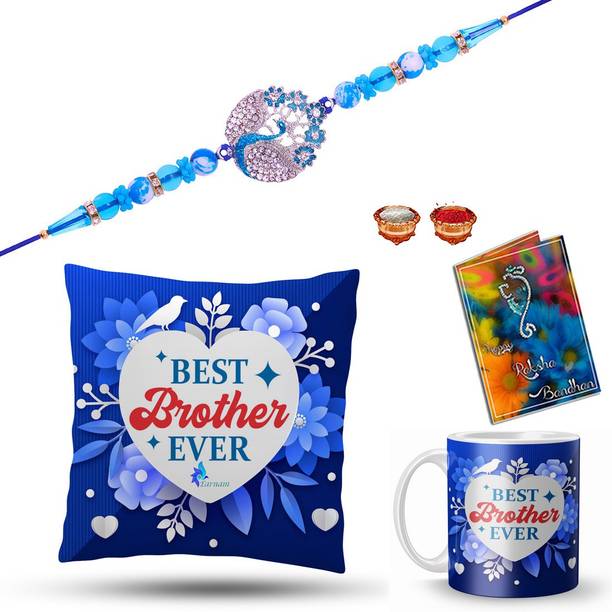 Elegaci Gifts Thread C-M-116-RA Mauli Thread Chawal Roli Pack, Rakhi, Greeting Card, Mug  Set