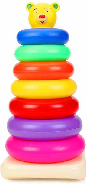 U Decide Plastic Teddy Stacking Ring Jumbo Stack up Educational Toy Multicolour Rings Tower Construction Toys Set