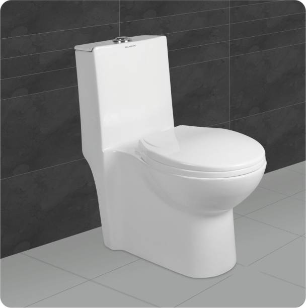 BM BELMONTE Ceramic Floor Mounted Rimless One Piece Western Toilet/Commode/Water Closet/EWC Retro S Trap 300mm / 12 Inch with Syphonic Tornado Flushing Western Commode
