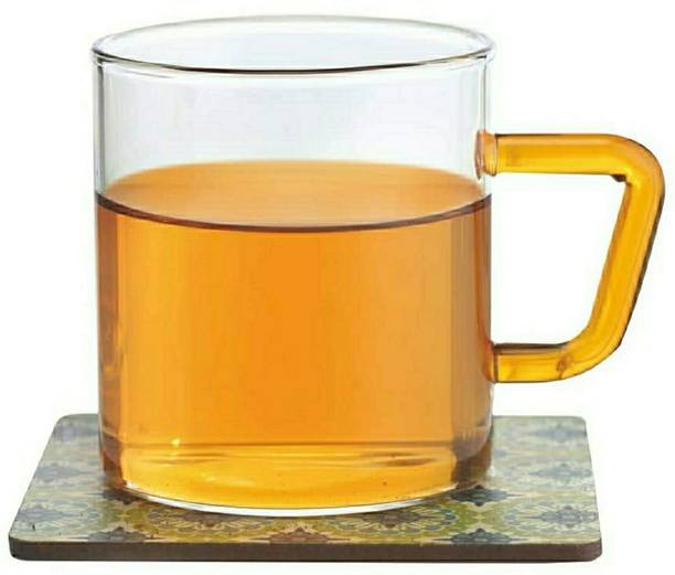 BOROSIL (Pack of 6) Ardh Sainik Foundation yellow Handle Glass Set Water/Juice Glass