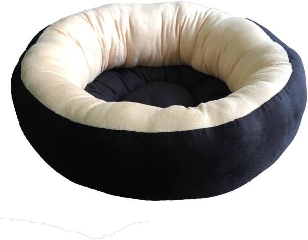 VetKart Velvet Round Bed with Reversible Cushion for Dog/Cat/Small Pets S Pet Bed