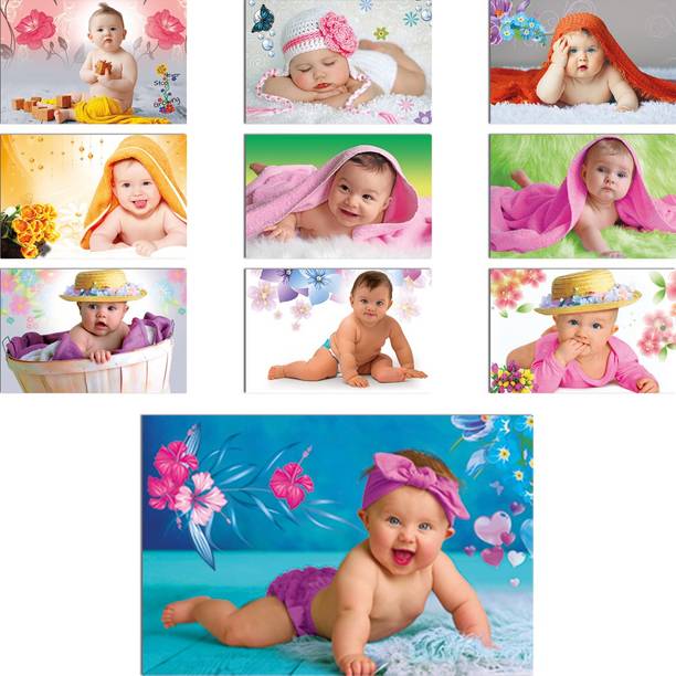 Poster N frame Set of 10 Cute Baby Combo Posters\Smiling Baby Poster\Poster for Pregnant Women\HD Baby Wall Poster for Room Décor Paper Print