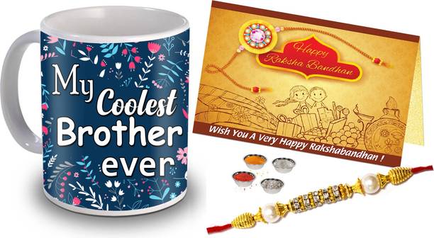 Flipkart SmartBuy Designer IZ20DT-36 Mauli Thread Chawal Roli Pack, Rakhi, Greeting Card, Mug  Set