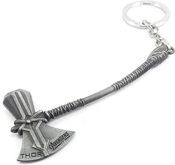 RVM Toys Thor Stormbreaker Keychain Hammer Axe Silver Metal Ring Key Chain Keyring for Car Bike Keys Men Women Key Chain