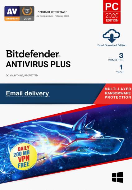bitdefender 3 PC PC 1 Year Anti-virus (Email Delivery - No CD)