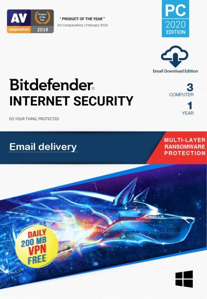 bitdefender 3 PC PC 1 Year Internet Security (Email Delivery - No CD)