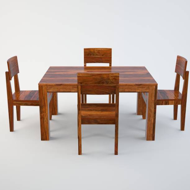 Cherry Wood Solid Wood 4 Seater Dining Set (Finish Color - Honey) Solid Wood 4 Seater Dining Set