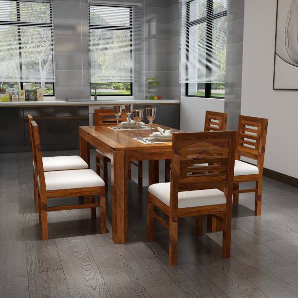 Cherry Wood Solid Wood 6 Seater Dining Set (Finish Color - Honey finish) Solid Wood 6 Seater Dining Set