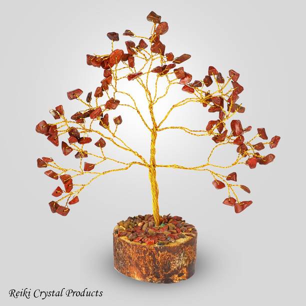 REIKI CRYSTAL PRODUCTS Natural Crystal Red Jasper Tree Crystal Tree Stone Tree 100 Beads Tree Chip Beads Plant Reiki Healing Tree Crystal Stone Indoor Decorative Showpiece  -  19 cm