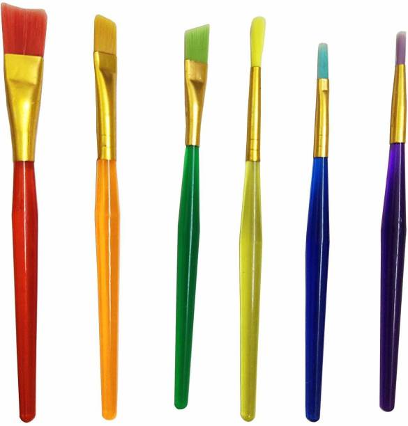 BVM GROUP Set of 6 Different Sizes Synthetic Flat Paint Brush for Oil, Acrylic Paintings Brush