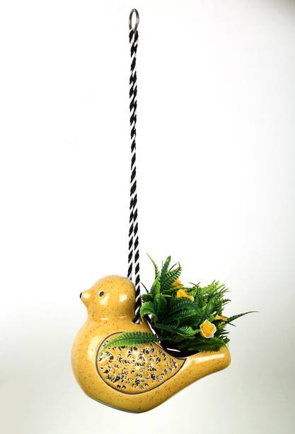 Justoriginals Hanging Bird Ceramic Flower Pot (Color : Yellow) Plant Container Set