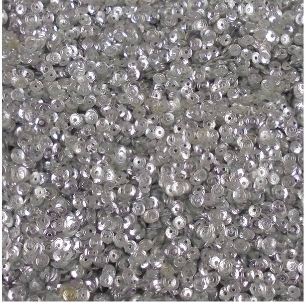 CHL ROAR 4mm Silver Round Shape Sequins Sitara, for Jewellery Making Embroidery Material Art and Craft DIY kit, Glitter Sequince Rhinestones Beads (2, 250 gm)