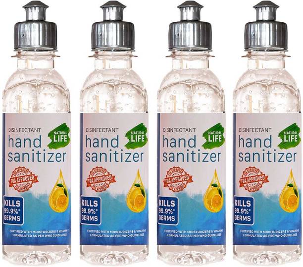 Natural Life FDA Approved Disinfectant  - Citrus 200 Ml (Pack Of 4) Hand Sanitizer Pump Dispenser