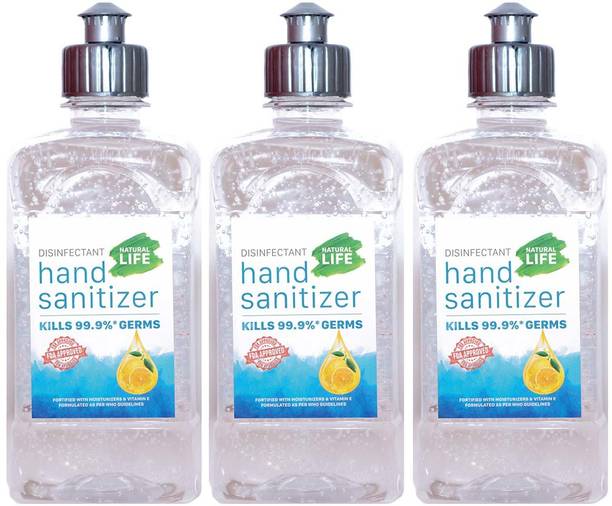 Natural Life FDA Approved Disinfectant , Citrus 500 Ml, Hscn-500-3S (Pack Of 3) Hand Sanitizer Pump Dispenser