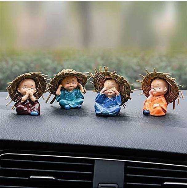 avenew Fengshui 4 Little Cute baby monk with hate Decorative Showpiece  -  6 cm