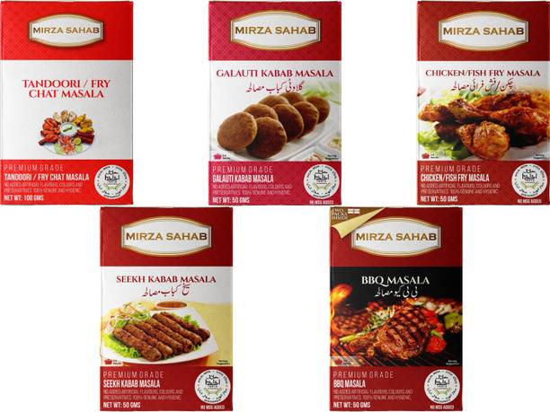 Mirza Sahab Spice Combo of 10 (2 BBQ Masala, 2 Tandoori Fry Chat Masala, 2 Seekh Kabab Masala, 2 Galauti Kabab Masala, 2 Chicken/Fish Fry Masala)