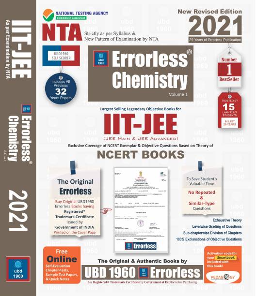 UBD1960 Errorless Chemistry for IIT-JEE (MAIN & ADVANCED) as per New Pattern by NTA New Revised 2021 Edition (Set of 2 volumes) by Universal Book Depot 1960