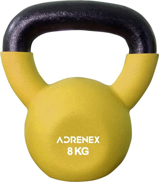 Adrenex 8 kg CAST IRON NEOPRENE COATED kettlebell Yellow Kettlebell