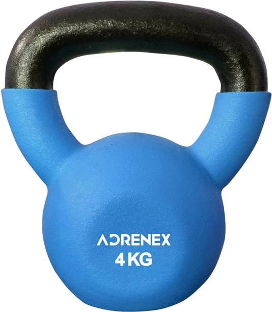 Adrenex NEOPRENE Half Coating Kettle Bell for Gym & Workout (4 KG) (Proudly Made in India) Blue Kettlebell