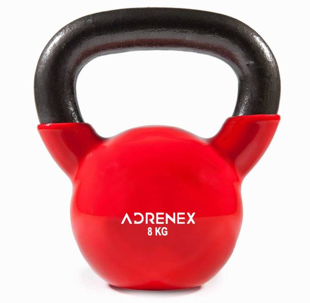 Adrenex  Vinyl Half Coating Kettle Bell for Gym & Workout 8 KG Red Kettlebell