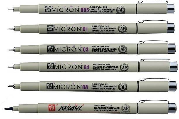 SAKURA Pigma Micron Set with Brush Fineliner Pen