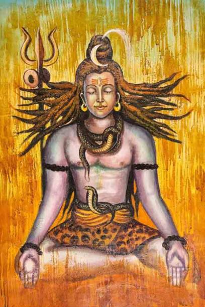 Lord Mahadev | Mahakal | Bholenath | Shiva Religious Painting Poster Waterproof Vinyl Sticker for Home Decor || (24X18 inches) can1370-2 Fine Art Print