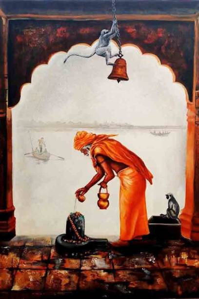 Lord Mahadev | Mahakal | Bholenath | Shiva Religious Painting Poster Waterproof Vinyl Sticker for Home Decor || (24X18 inches) can1380-2 Fine Art Print