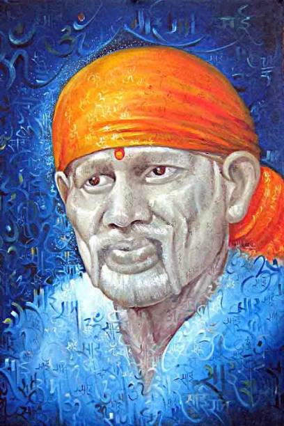 Lord Shirdi Sai Baba Religious Painting Poster Waterproof Vinyl Sticker for Home Decor || (24X18 inches) can1368-2 Fine Art Print