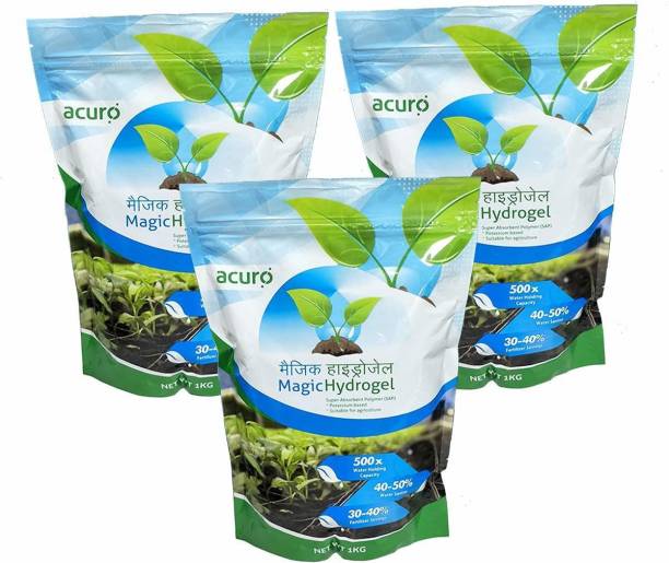 acuro Magic Hydrogel for Agriculture - Potassium Based Super Adsorbent Polymer for Agriculture ( Pack of 3, 3x1kg) Manure, Soil, Fertilizer, Potting Mixture