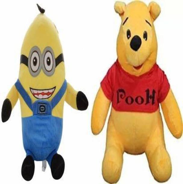 RBB HUB Stuffed Minion with Printed Eyes and cute friend for your little one Pooh (Multi-Color) - 35 cm (Multicolor)  - 32 cm