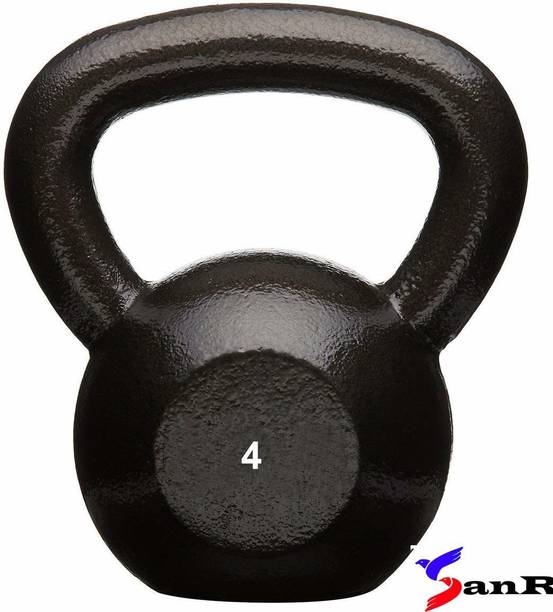 SanR Black Strength Training Kettlebell,Solid Cast Iron Kettlebell Weights (Weight 4KG) Black Kettlebell