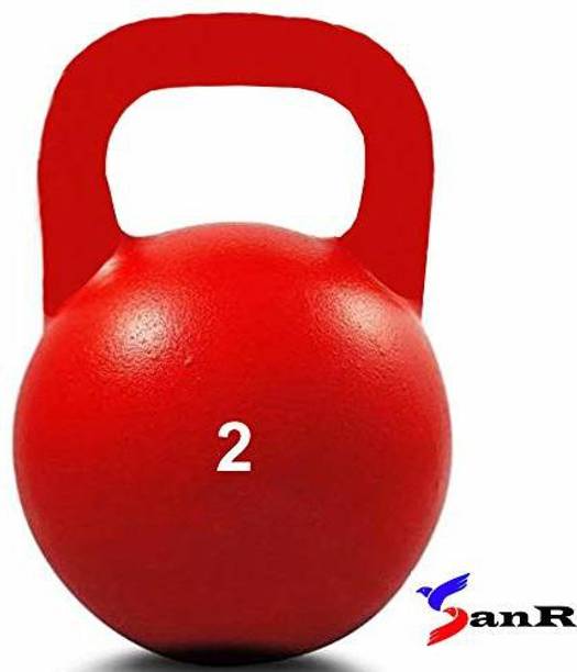 HACKERX Red Strength Training Kettlebell,Solid Cast Iron Kettlebell Weights (Weight 2KG) Red Kettlebell