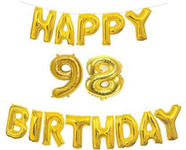 Offer99 Solid Happy Birthday with Number " 98 " Decoration Golden Foil Balloons for Birthday/Party & Decorations Letter Balloon Letter Balloon