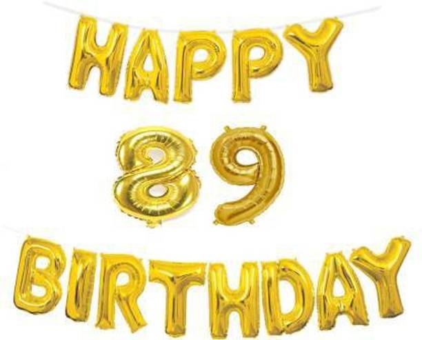 Offer99 Solid Happy Birthday with Number " 89 " Decoration Golden Foil Balloons for Birthday/Party & Decorations Letter Balloon Letter Balloon