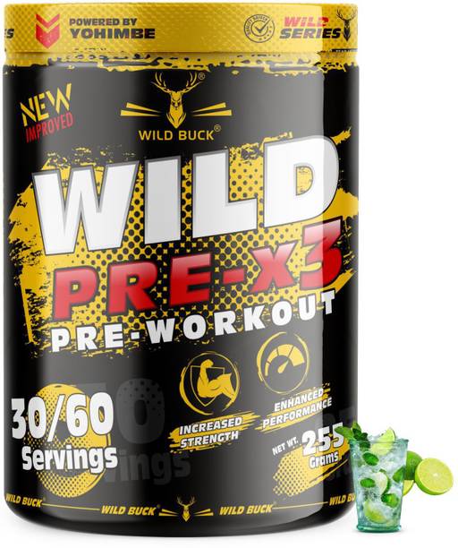 WILD BUCK PRE-X3 Pre Workout Supplement to Boost Your Energy & Performance For Men & Women BCAA