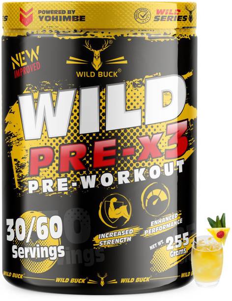 WILD BUCK PRE-X3 Pre Workout Supplement to Boost Your Energy & Performance For Men & Women BCAA