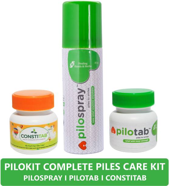 PiloKit Complete Piles Care & Fissure Care Kit - Power of 3 Medicines - PiloSpray, PiloTab, ConstiTab