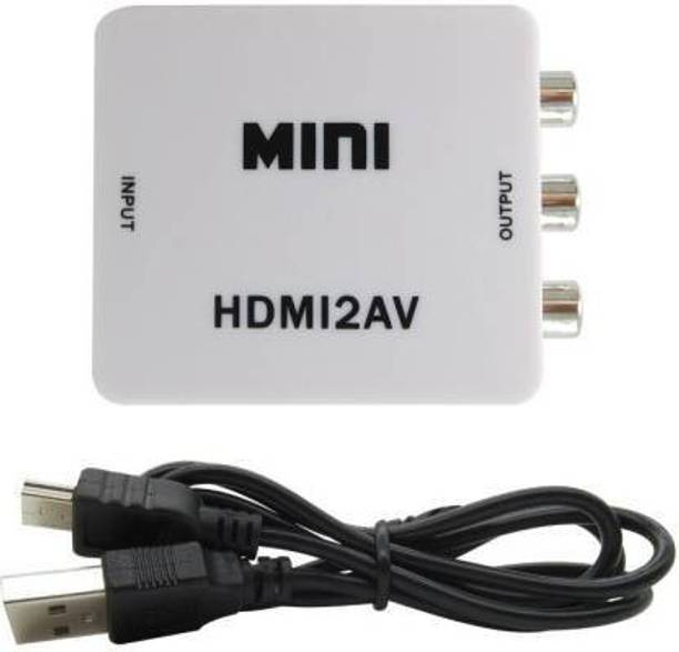 HexaGear  TV-out Cable TV-out Cable MINI HDMI2AV, HDMI input TO 1080P HD Video-Audio output Converter, Connector, Adapter (White, For Computer and Laptop)