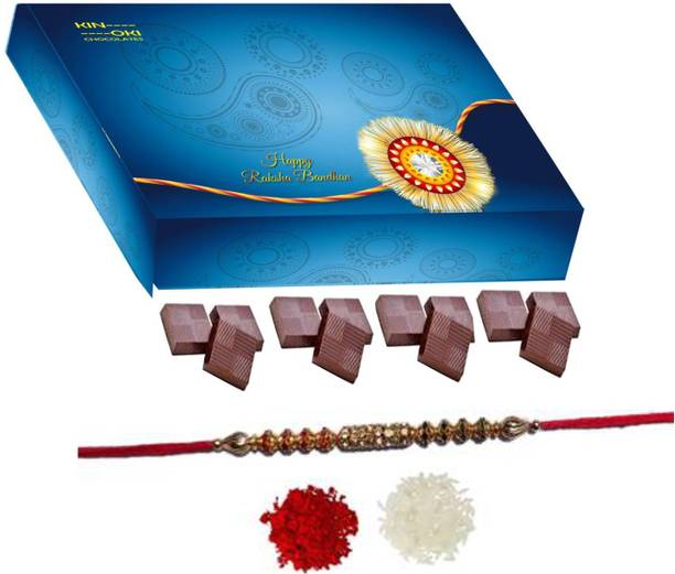 Kinoki Raksha Bandhan Blue Chocolate Gift Box for Rakhi and Gift Truffles