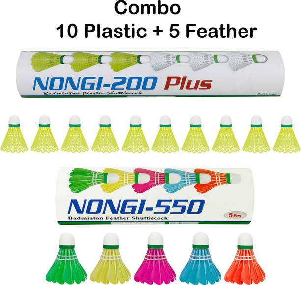 Nongi 550 Combo Feather and Plastic Shuttle  - Yellow