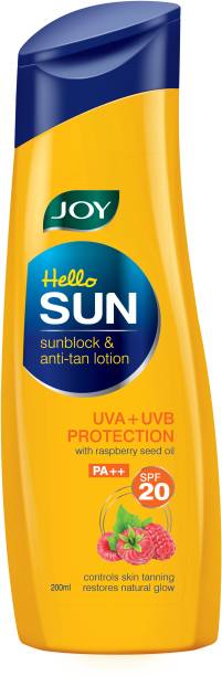 Joy Hello Sun Sunblock & Anti-Tan Lotion Sunscreen SPF 20 PA++, for all skin type With UVA+UVB Protection - SPF 20 PA++