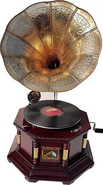 tahaart Antique vintage replica gramophone phonograph record player original working Wooden, Brass Gramophone
