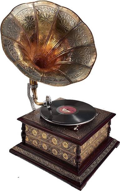 tahaart Working gramophone record player original working phonograph Wooden, Brass Gramophone