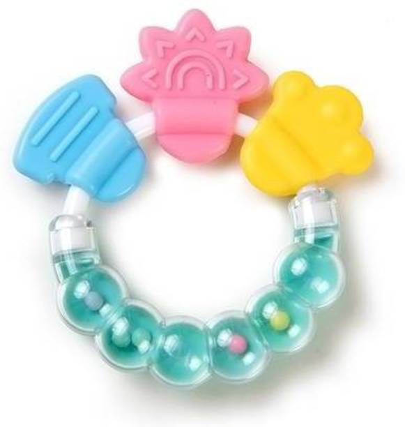Honey Boo Baby Rattles Teether Toys, Grasping Toy Sensory Teething Rattle, Boiled Disinfection for Infant Newborn Baby Toddler Teether