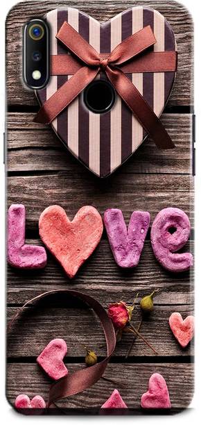 INDICRAFT Back Cover for Realme 3, RMX1825 HEART, WOODEN HEART, LOVE, WOOD, ABSTRACT ART