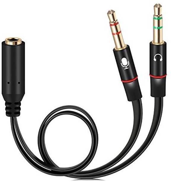 techut AUX Cable 0.2 m Gold Plated 2 Male to 1 Female 3.5mm Headphone Earphone Mic Audio y splitter