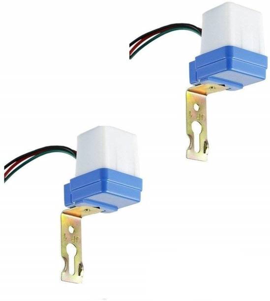 SiSAH Plastic 220 Volt Auto Day/Night On-Off Photocell Sensor Switch for Lights Water Proof, White -2 Pieces Smart Kit