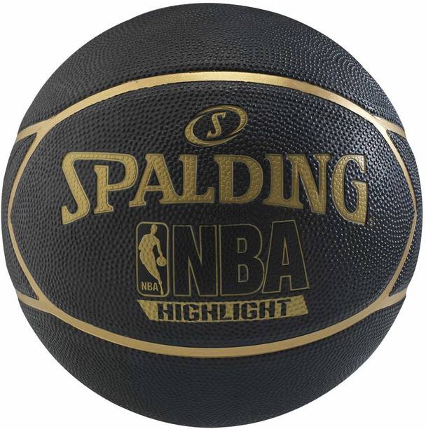 SPALDING Fast S Highlight Rubber Basketball (Black/Gold) Basketball - Size: 7